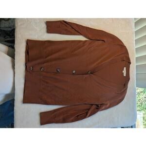 LOFT Brown/Rust Button-Up Cardigan Sweater Size Large